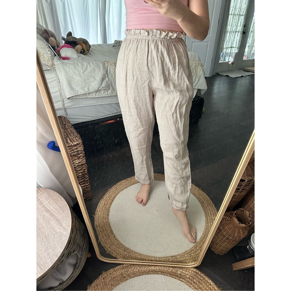 Suzy D London 100% Linen Striped Women’s Pants Size Medium